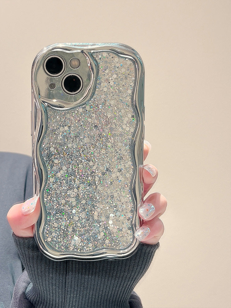 Accessories for niche premium silver glitter sequined iphone15 mobile phone case Apple 13 new 14promax anti-drop