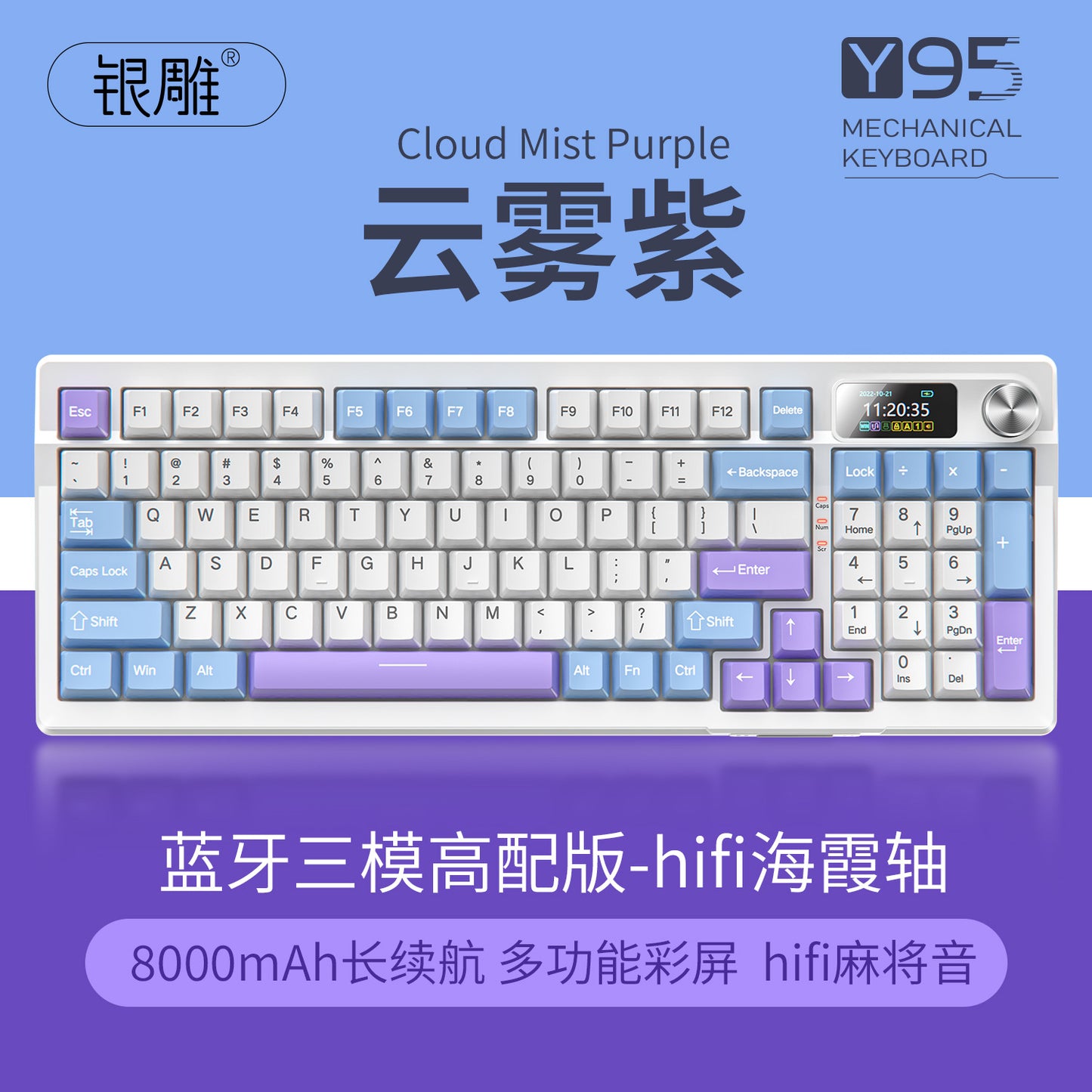 Y95 bluetooth three-mode mechanical keyboard customized wireless 98 with RGB wired gaming gasket computer peripherals