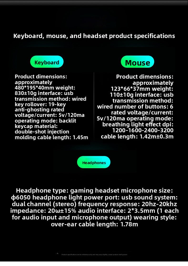 Silver Carving V2G5 Mechanical Feel Metal Keyboard Mouse Headset Three-piece Set USB Wired Gaming Computer Accessories