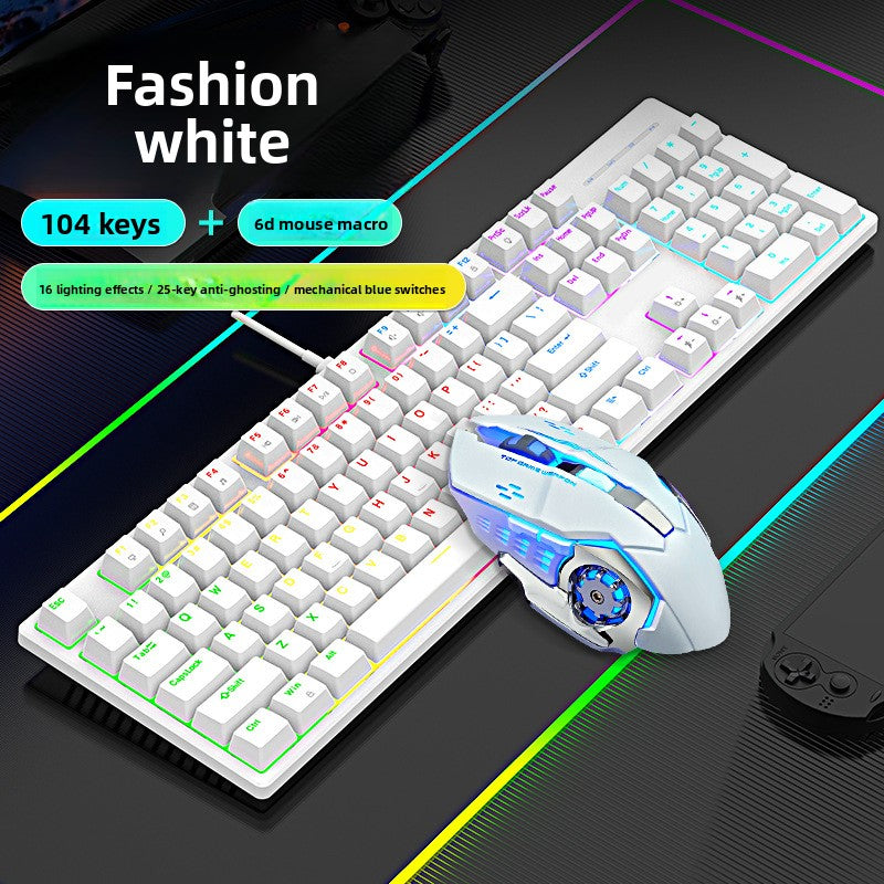 Wired real mechanical keyboard RGB blue axis 104 key game e-sports office game special one