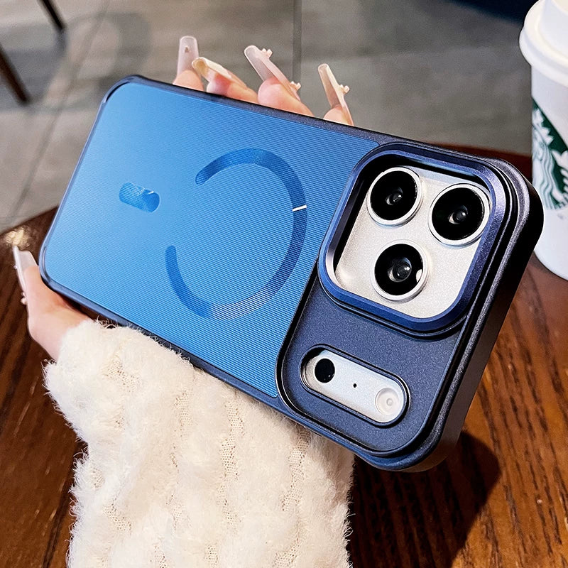 Frosted mesh Magnetic suction For iPhone 17promax mobile phone case New iPhone18Pro skin feel non-slip all-inclusive anti-drop 16Pro strong magnetic adsorption men's and women's shell Phone Accessories