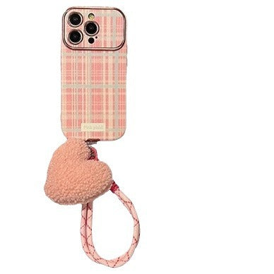 Accessories large window pink plush plush love for apple 15promax mobile phone case iphone14pro autumn and winter