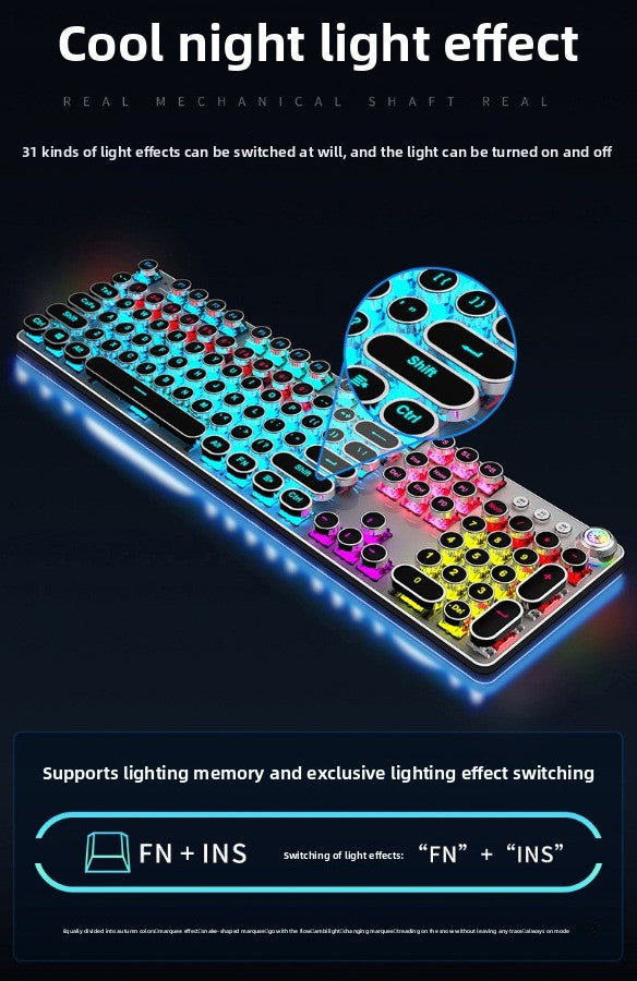 E-sports wired mechanical keyboard Metal keycap Mechanical axis keyboard and mouse headset Punk game keyboard and mouse