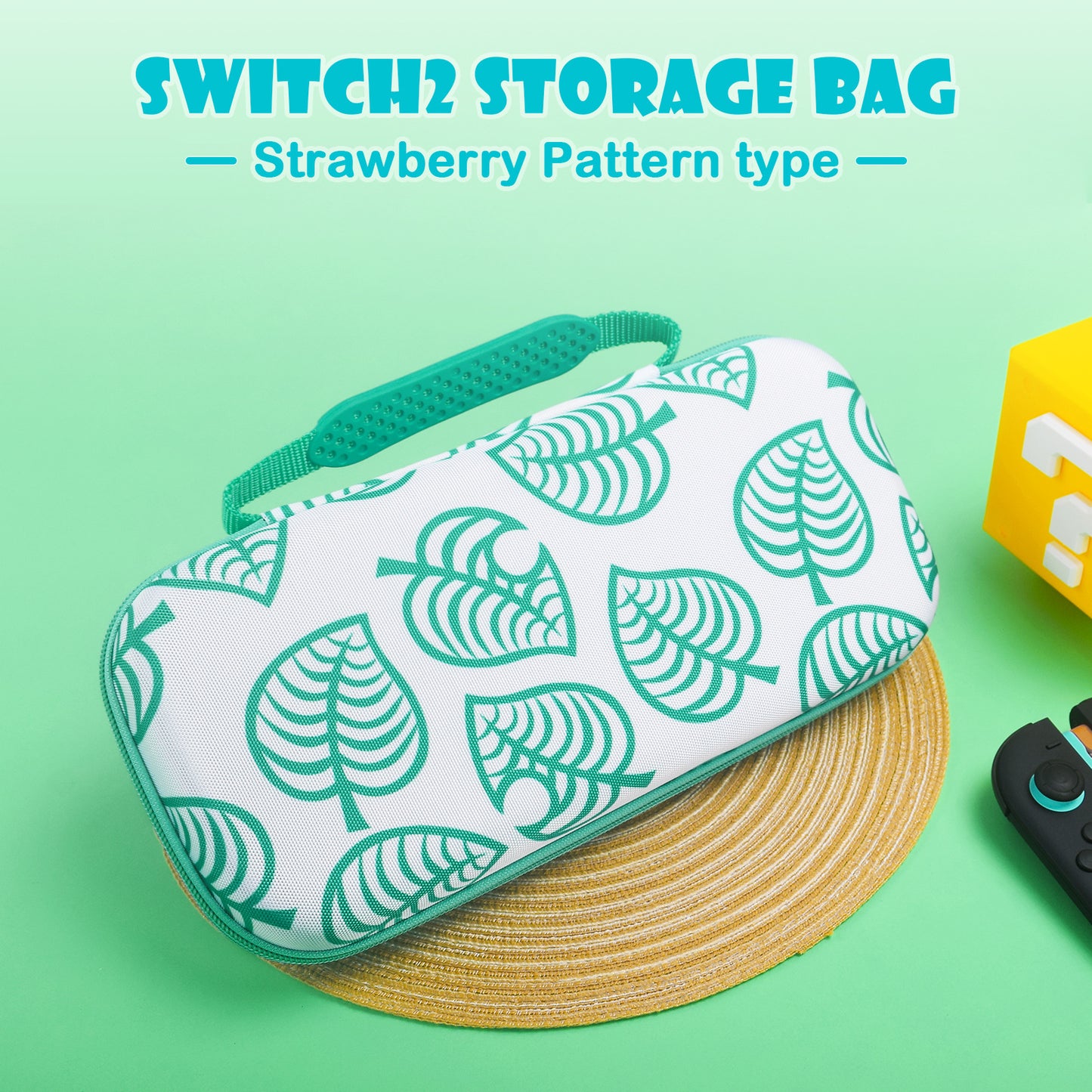 For Nintendo Switch 2 Console Storage Pack NS2 Animal Crossing Leaf Theme Pack Game Console EVA Hard Pack