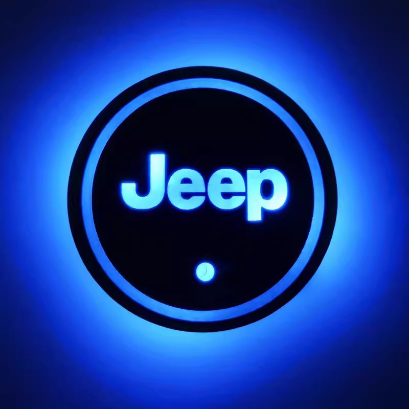 (Free shipping) Full brand Car LED light water coaster Colorful water coaster Car atmosphere light USB charging Non-slip mat