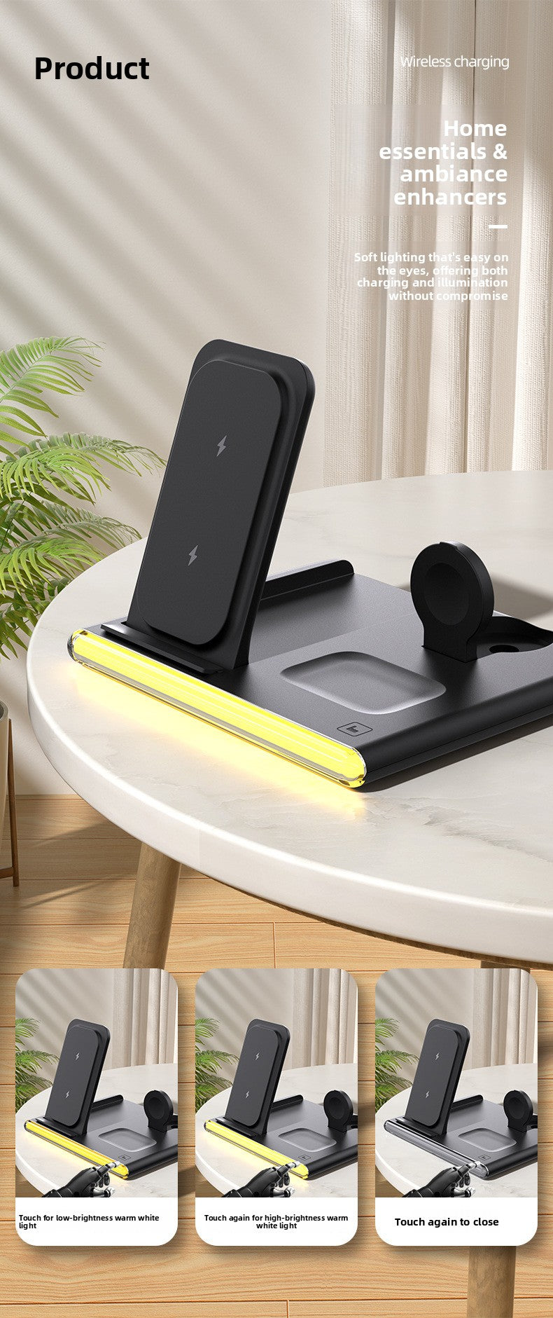 C27 3-in-1 wireless charging folding  Apple Samsung wireless charging