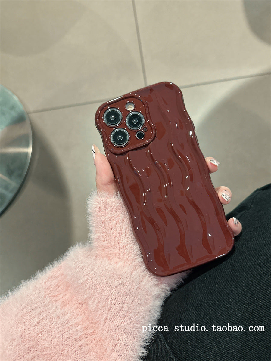 Accessories (Shipping fee not included) Niche wavy wrinkles are suitable for Apple 13 mobile phone case iphone14promax new simple personality 12pr