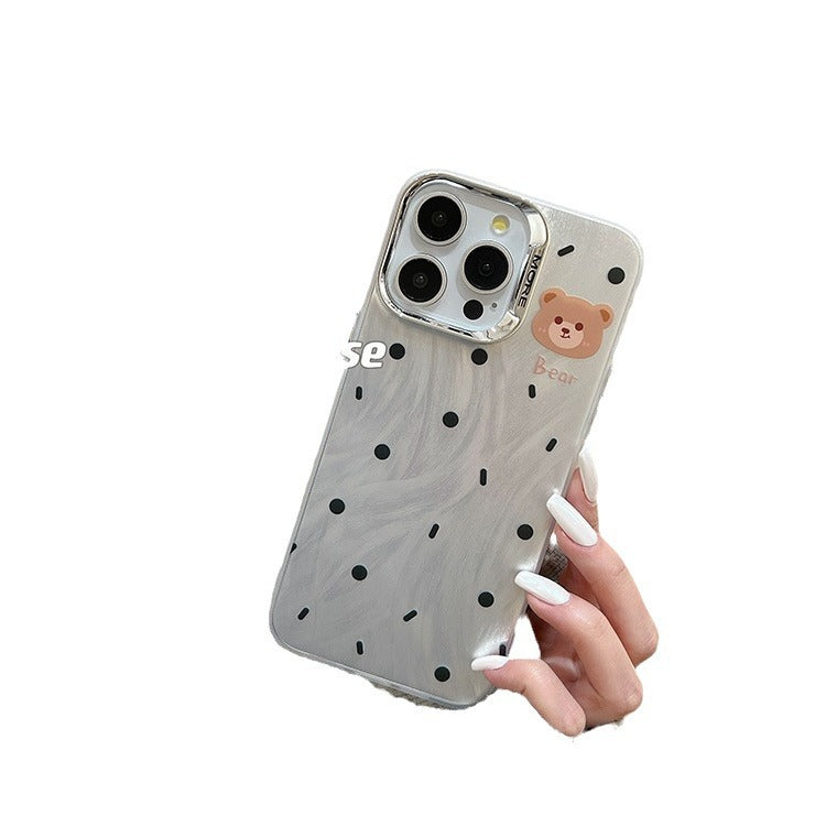 Accessories ins Korean feather yarn polka dot red panda for Apple 15ProMax mobile phone case girlfriend iphone14 fun