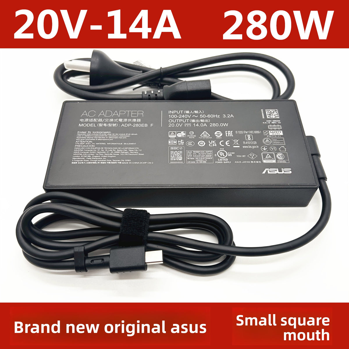 Original Asus Rog 280W Adapter ADP-280EB B for ASUS ROG Strix G15  G16 G17 G18 SCAR ROG Zephyrus M16 ROG Flow series 20V 14A power charger ASUS laptop repair parts