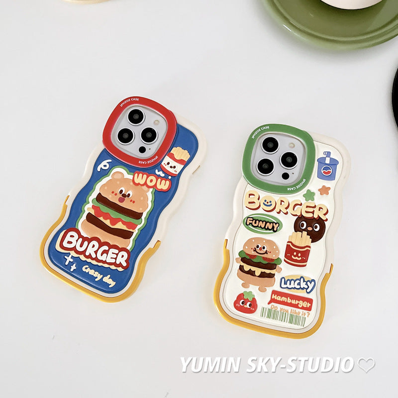 Accessories Burger expression invisible bracket for iPhone14 Apple 13 mobile phone case 12 new 11 anti-drop xsmax female x