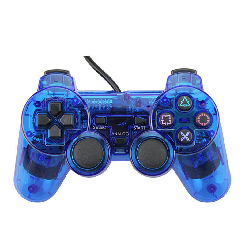 PS2 transparent wired gamepad USB computer with vibrating snowflake button p2 hand pc Android phone