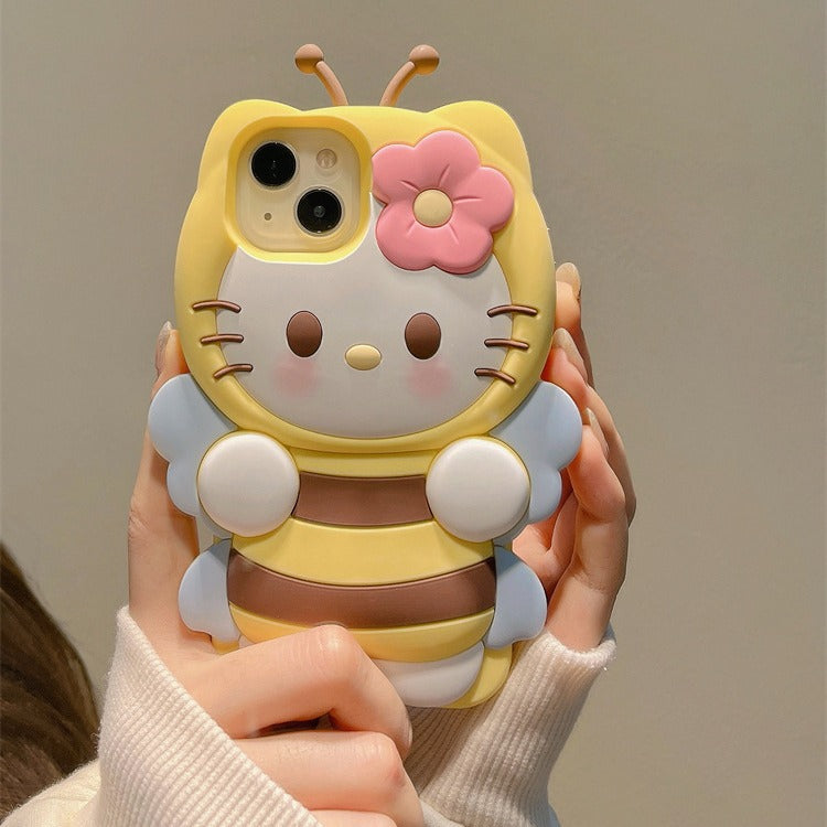 Accessories Internet celebrity cute bee HelloKitty for iPhone 14 mobile phone case cartoon iphone15promax new model