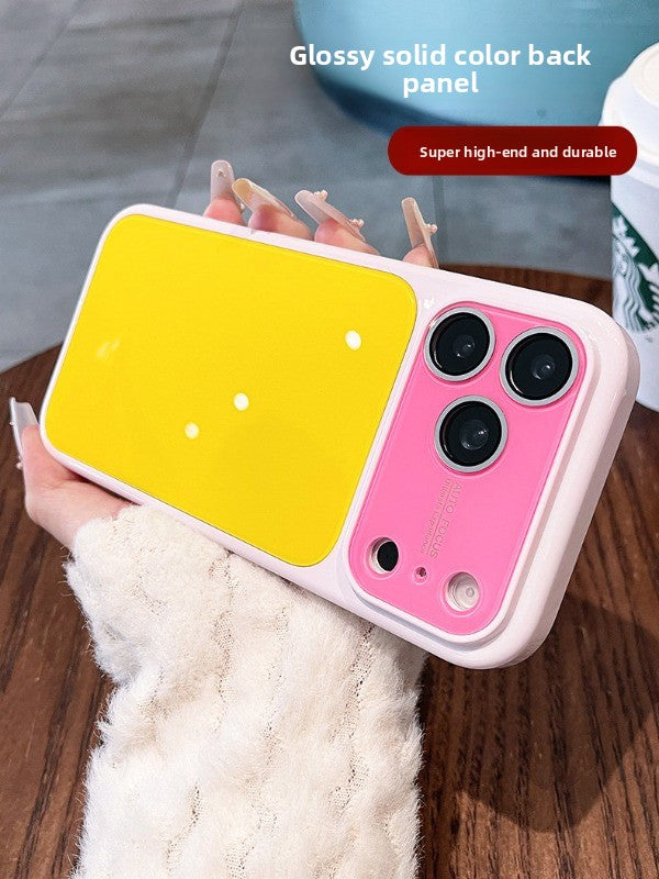 Spring and summer dopamine contrast color for iPhone 17 seconds change 17pro lens frame new mobile phone case iPhone16 integrated lens film solid color jelly anti-drop 15 explosive case Phone accessories