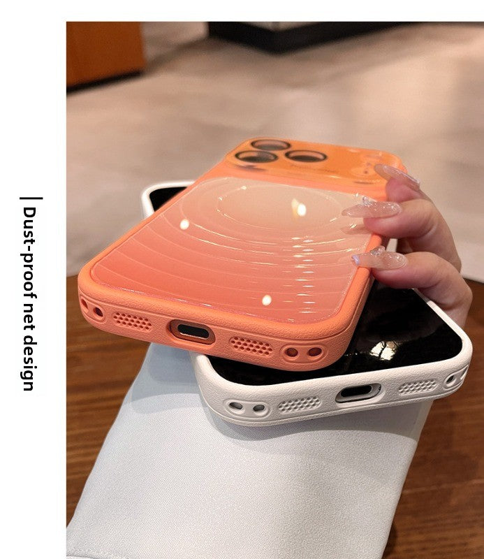 Gradually change ripple pattern for iPhone 17promax mobile phone case, the new iPhone16 seconds becomes larger, Windows leather pattern frame, women's protective case 15pro lens all-inclusive anti-drop case Phone accessories