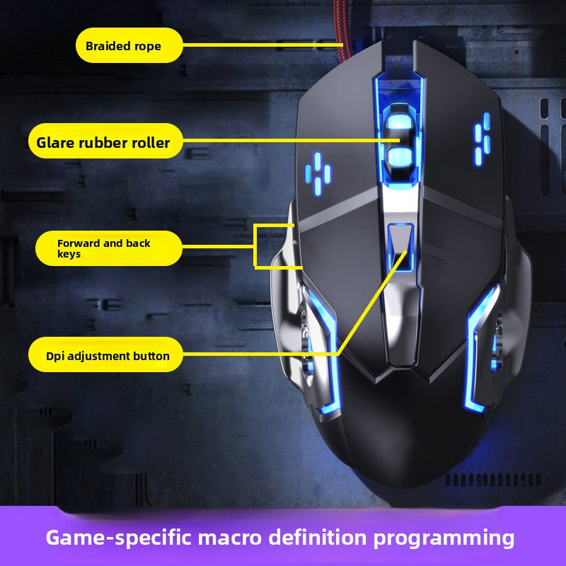 Hot Wheels Wired Mouse Macro Definition Metal Plate Emphasis Game Desktop Machinery E-sports Internet Cafe CFLOL Universal