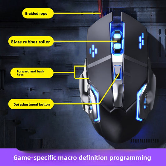Hot Wheels Wired Mouse Macro Definition Metal Plate Emphasis Game Desktop Machinery E-sports Internet Cafe CFLOL Universal