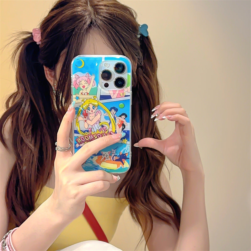 Accessories Cartoon beautiful girl for iPhone15promax mobile phone case Apple 14/13pro anti-drop 12 new 14pm