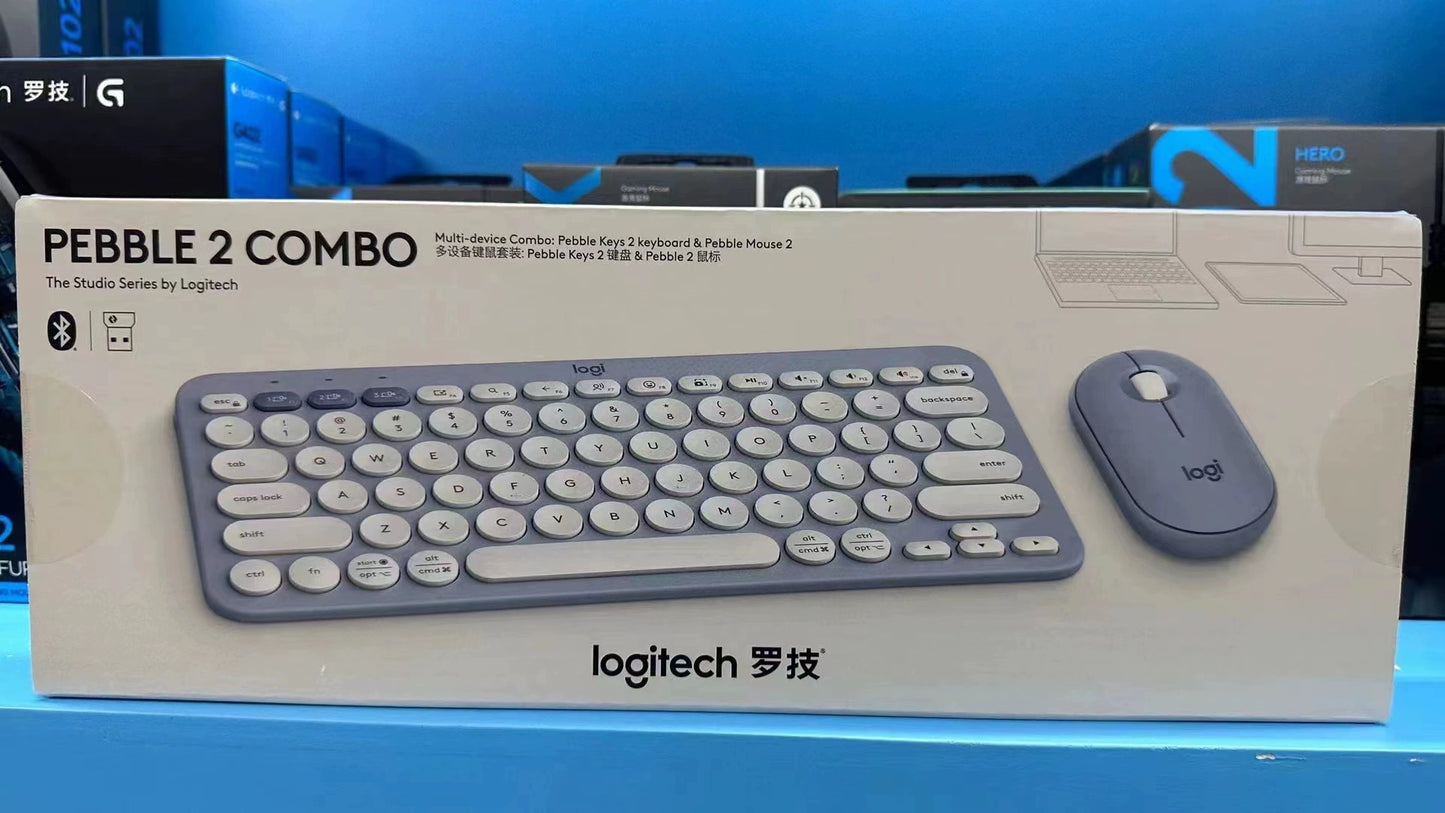 Logitech PEBBLE 2 COMBO Wireless Mouse K380 Bluetooth Keyboard Kit Lightweight Portable Office Tablet