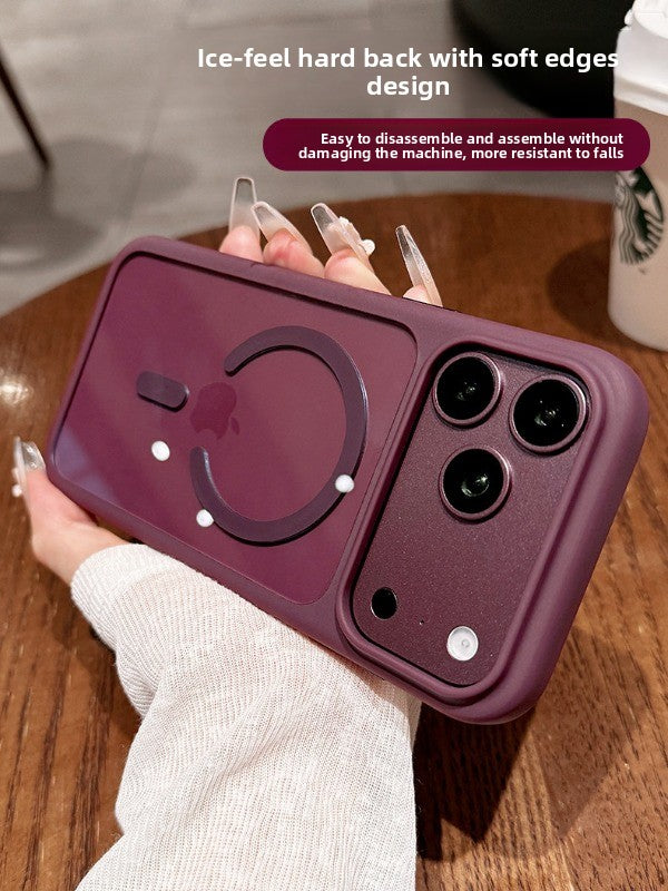 Ice transparent magnetic suction For iPhone 18promax mobile phone case new iPhone17 new color soft edge hard back ultra-thin 18pro strong magnetic adsorption 16 men's and women's simple shell Phone Accessories