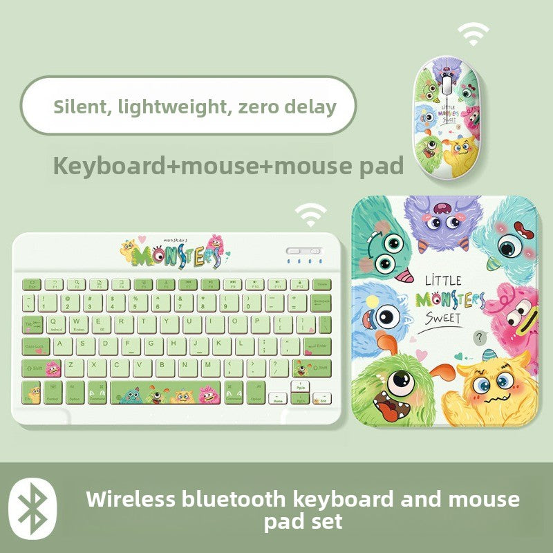 Wireless Bluetooth Keyboard Set For Apple Huawei Xiaomi Tablet PC Special External iPad Keyboard Mouse Set Office Silent No Delay Comfortable and Thin Little Monster Tablet Accessories