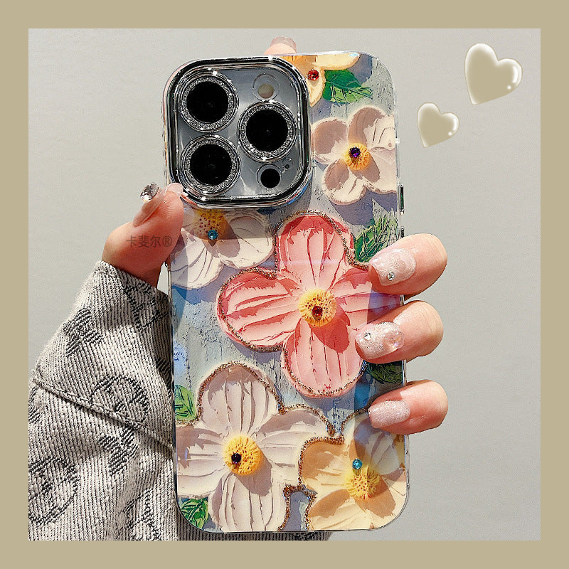 Accessories for art point drill oil painting flower bracelet iphone15promax mobile phone case apple 14 new 12pro