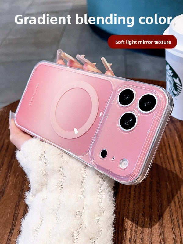 Macaron gradual change for iPhone 17promax mobile phone case new iPhone16 smudge gradual change magnetic attraction, protective case 15pro fine hole frame protective case Phone accessories