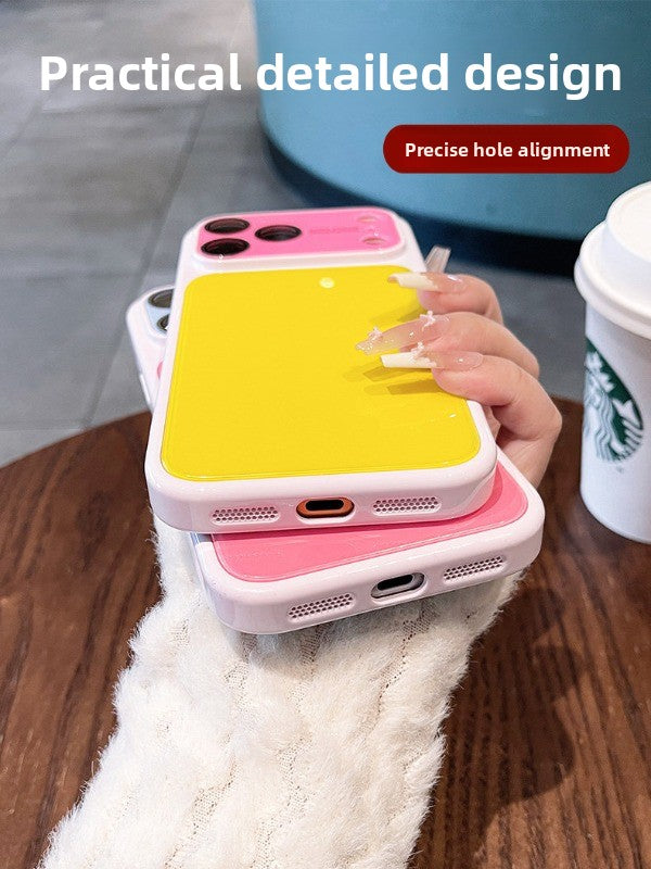 Spring and summer dopamine contrast color for iPhone 17 seconds change 17pro lens frame new mobile phone case iPhone16 integrated lens film solid color jelly anti-drop 15 explosive case Phone accessories