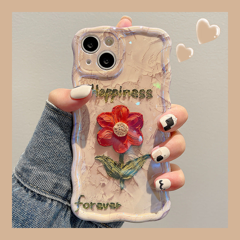 Accessories Superior Sense Spring Oil Painting Flower Bouquet iphone15pro max Mobile Phone Case Apple 14 New ins