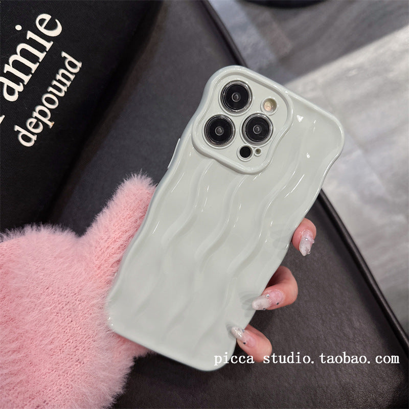 Accessories (Shipping fee not included) Niche wavy wrinkles are suitable for Apple 13 mobile phone case iphone14promax new simple personality 12pr