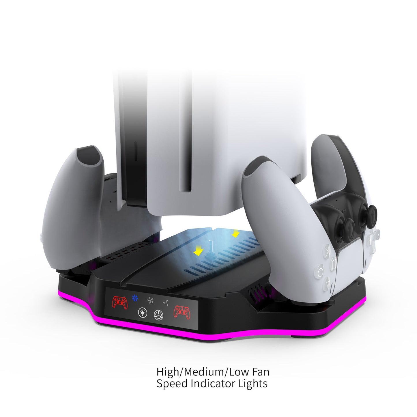 PS5slim game console cooling base with RGB colorful atmosphere light P5 gamepad seat charger TP5-3583