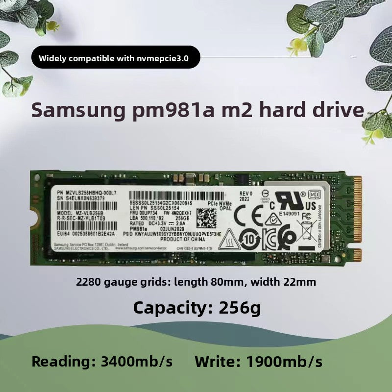 SSD M.2 pm981a 256g Samsung PCIe nvme protocol 512g 128G pm961