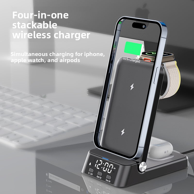 Wireless charger 3-in-1  desktop vertical clock wireless charging iwatch 8 multi-function base apple samsung