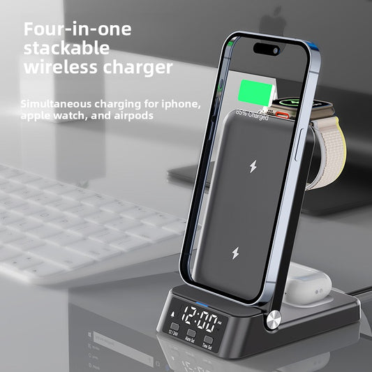 Wireless charger 3-in-1  desktop vertical clock wireless charging iwatch 8 multi-function base apple samsung