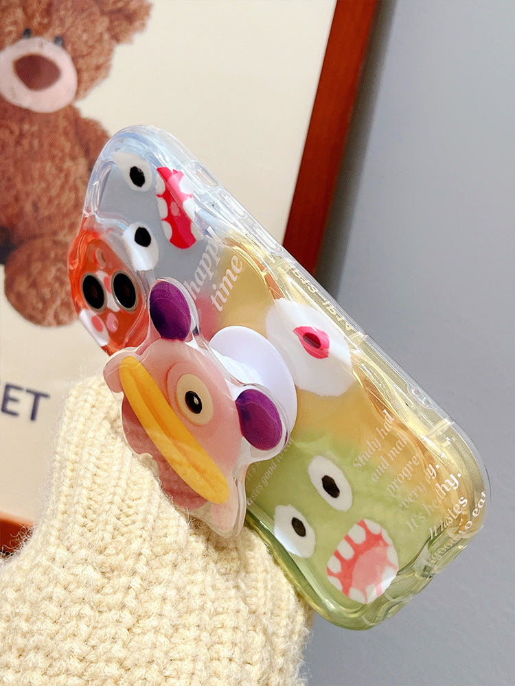 Accessories Color monster with bracket for Apple 14promax mobile phone case New fun cartoon cute iPhone14