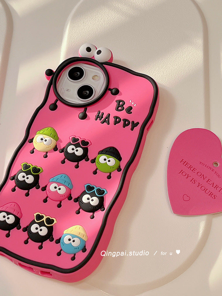 Accessories are suitable for Apple 14promax mobile phone case, the new iphone15 three-dimensional small coal briquettes, women's 13 cartoon cute.