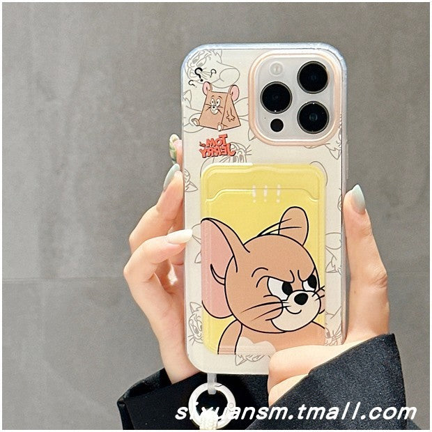 Accessories Cat and Mouse Card Case Card Case Suitable for Apple 14 Mobile Phone Case iPhone15promax Card Case 13 New