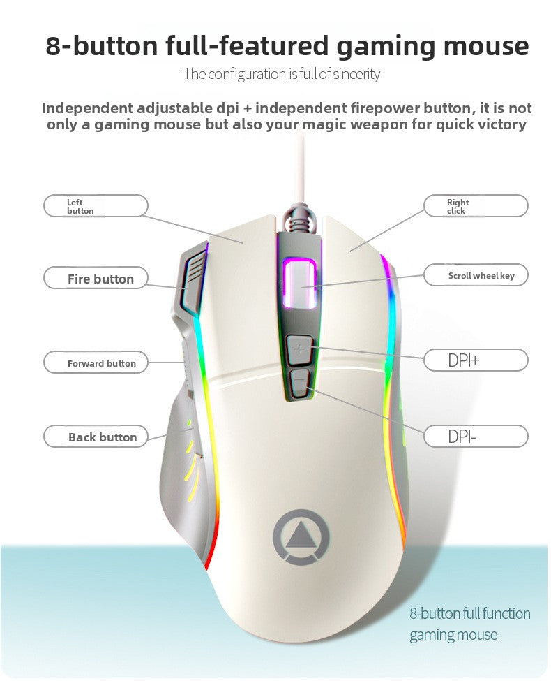 Silver engraving km900 custom game keyboard and mouse set, color matching wired luminous desktop computer accessories