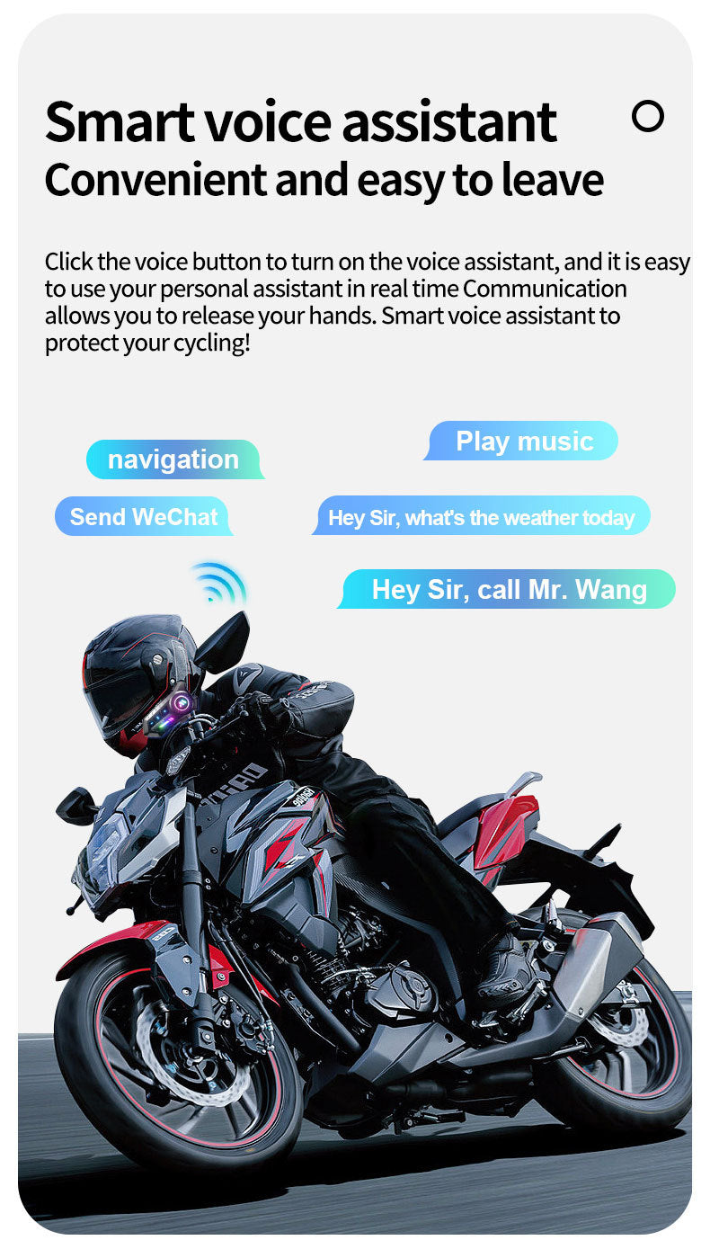 Riding Bluetooth waterproof noise reduction headset motorcycle helmet suitable for long-term use built-in microphone