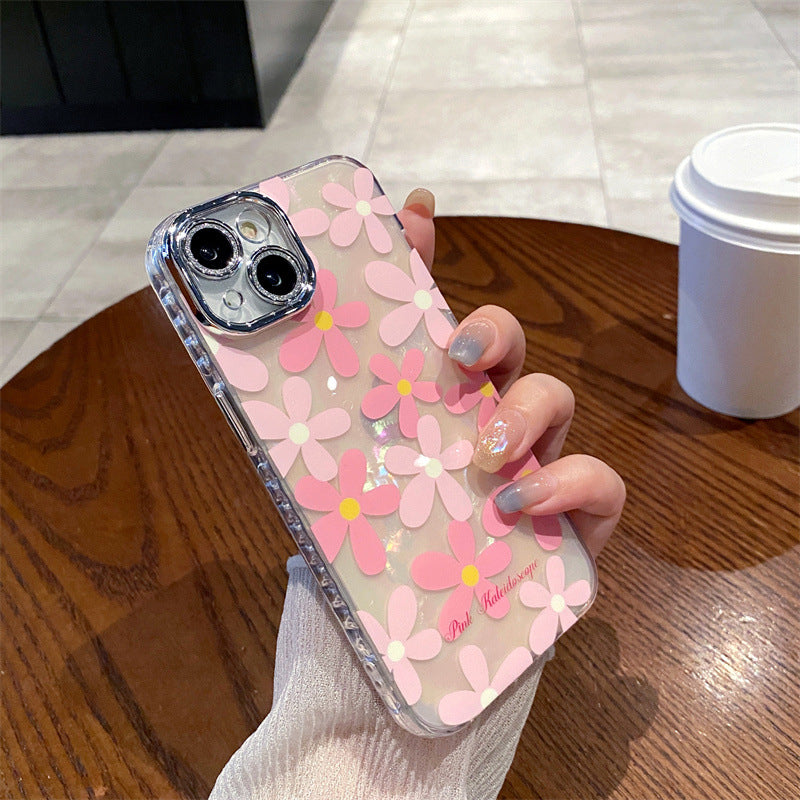 Accessories Japanese and Korean shell pattern flowers are suitable for Apple 15 mobile phone case iPhone14promax all-inclusive 13Pro anti-drop 12