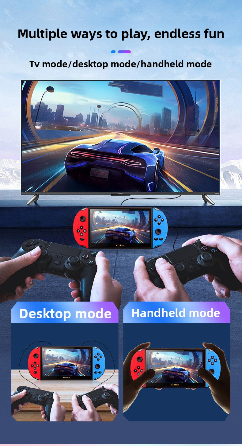 7.1" inch X12PLUS IPS HD Linux Dual Models 3000mAh rechargable 2.4G wireless gamepad games Handheld Game Player console Mini arcade 8 big emulator retro PSP handheld FC GBA