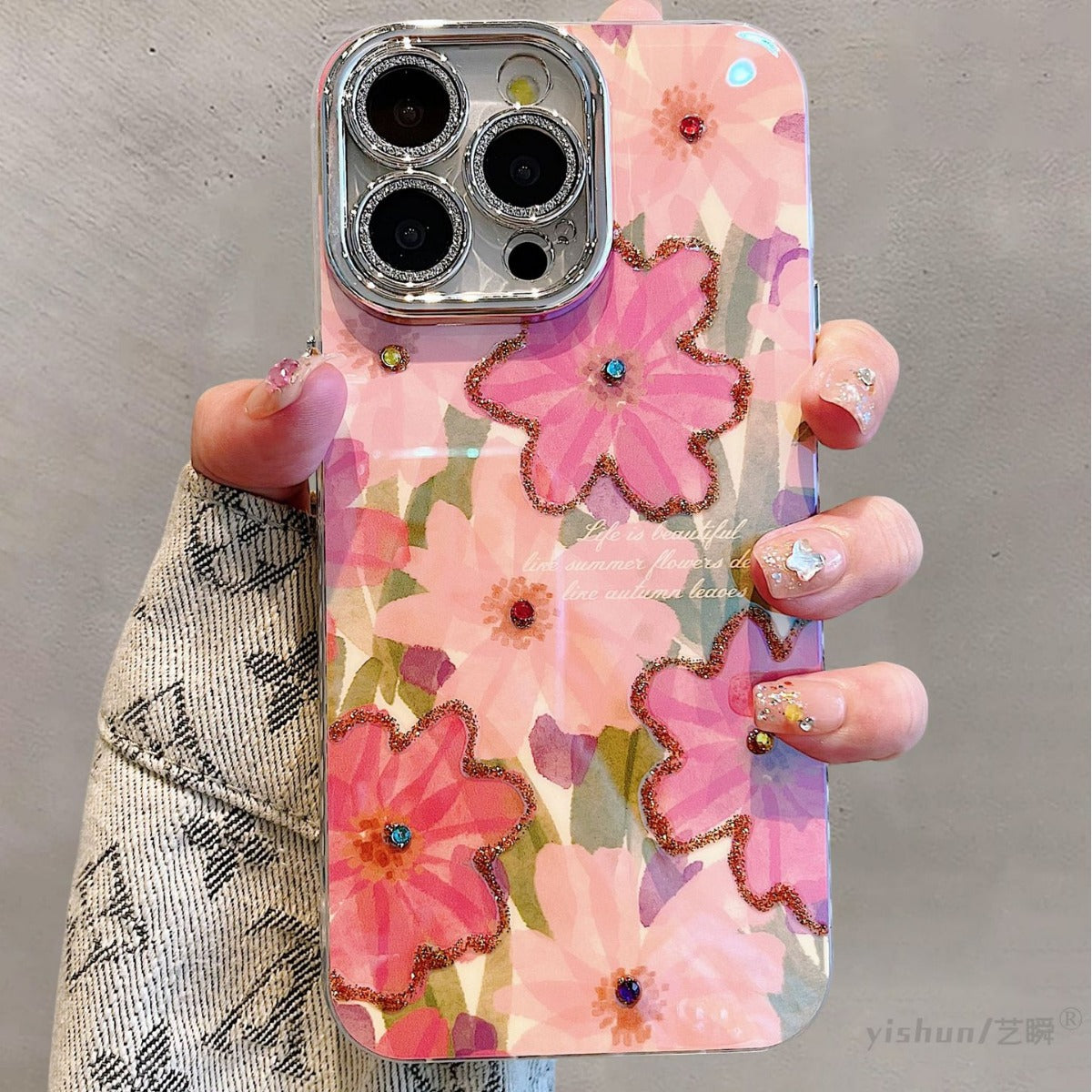 Accessories for Apple 15ProMax mobile phone case iPhone14 spring ins beautiful oil painting flowers 12 high-end new