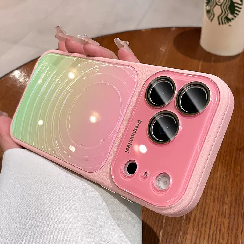 Gradually change ripple pattern for iPhone 17promax mobile phone case, the new iPhone16 seconds becomes larger, Windows leather pattern frame, women's protective case 15pro lens all-inclusive anti-drop case Phone accessories