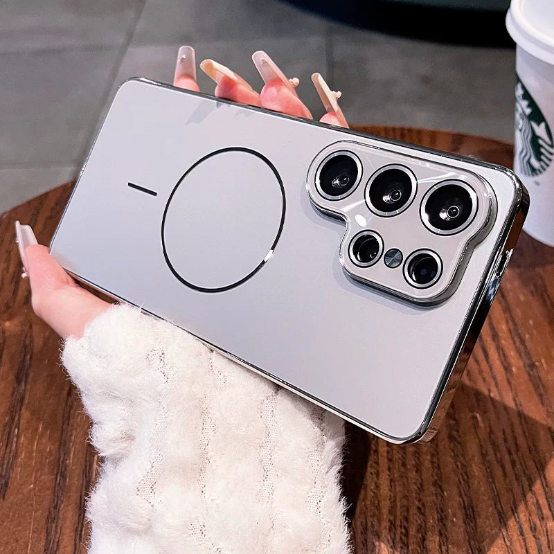 Laser Thin Ring for Samsung S26ultra Phone Case, New S25ultra Integrated Lens Film Full Coverage Protective Case, Samsung Electroplated Edge, Acrylic Back Panel Case, Phone Accessories