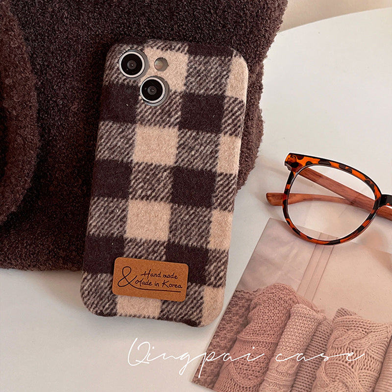 Accessories woolen brown for iPhone15 mobile phone case Apple 14 new 13 women's 12 Internet celebrities 11 trend 14promax