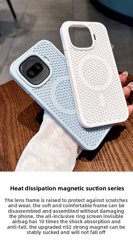 Heat dissipation magnetic suction For iQOOZ11turbo mobile phone case New z10turbopro Large area honeycomb mesh Heat dissipation magnetic attraction protection z9 All-inclusive anti-drop men's and women's cases Phone Accessories
