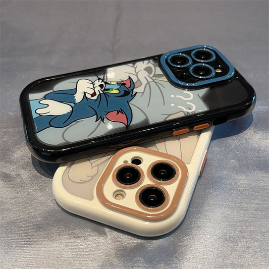 Accessories Fun Tom Cat iPhone15 Phone Case Couple Jerry Mouse iPhone14ProMax Protection 13 Anti-drop Female