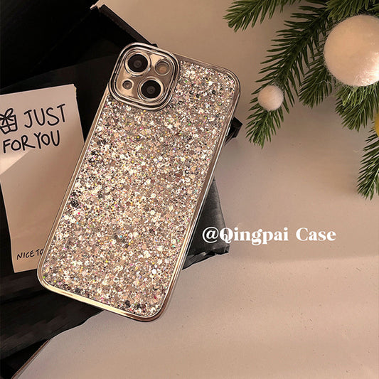 Accessories Silver flash diamond for iPhone15promax mobile phone case Apple 14 new 13 women 12 high-end light luxury trend