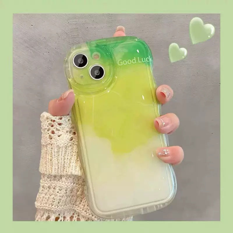 Accessories Japanese and Korean transparent airbag wave smudge English iPhone14promax mobile phone case Apple 13 Pro anti-drop 12