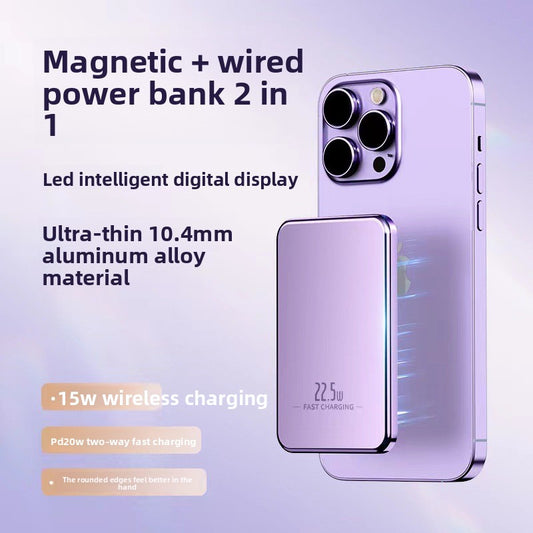 Metal magnetic power bank super fast charging 20000mAh mini compact portable mobile phone mobile power supply