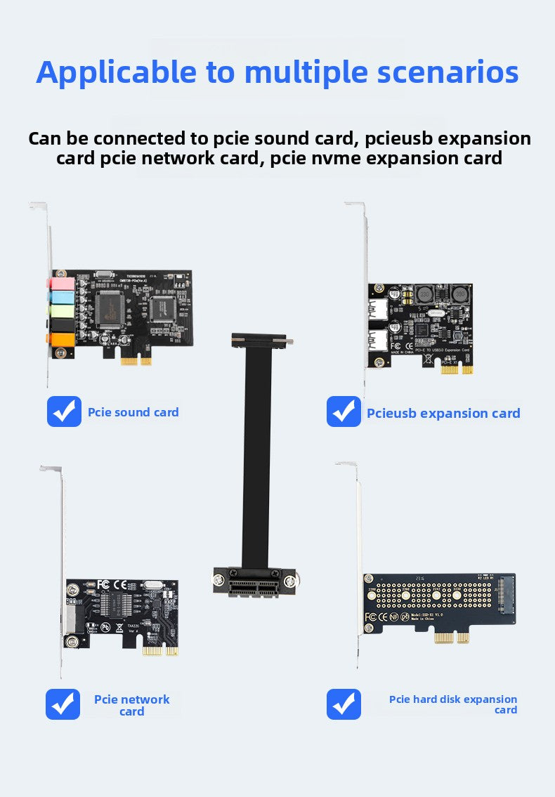 PCIEx1 extension cable 1X wireless network interface card adapter cable hard disk slot PCIE4.0/3.0 for DMA extension cable Repair Tools